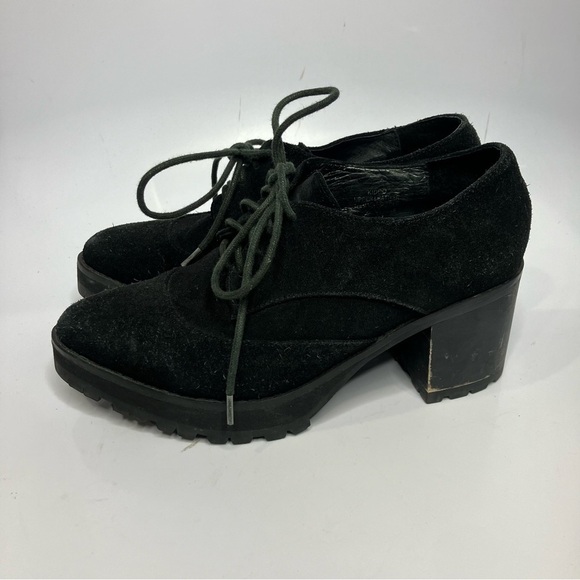 Jeffrey Campbell Havanas last KIDDO black suede block heel Oxford shoes size 7.5 - Picture 6 of 12